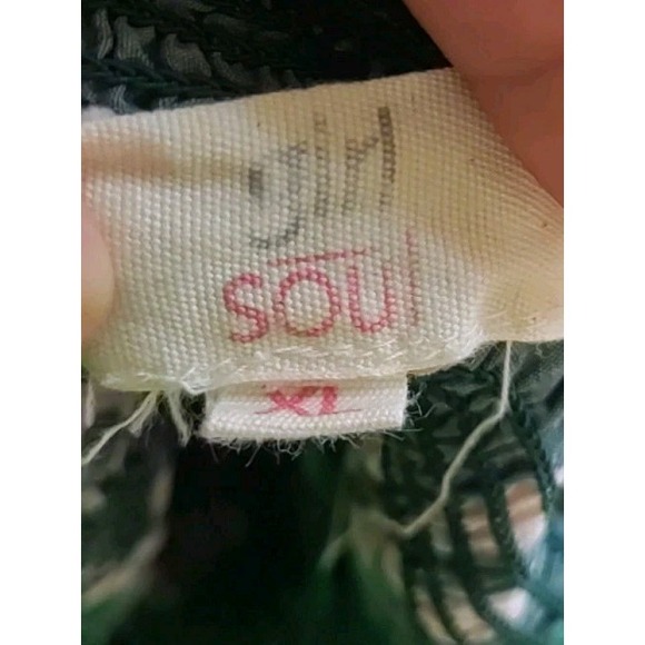 Girl Soul Green Multicolor Floral‎ Elastic Bust Puff Sleeves Dress Size Xl - Picture 4 of 6